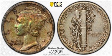 1916-S 10C Mercury VF35