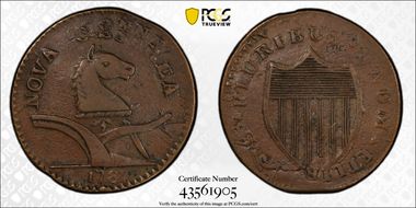 1787 NJ 1/2P Deer Head, Maris 34-J XF45BN