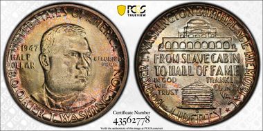 1947-D 50C Booker T. Washington MS67+