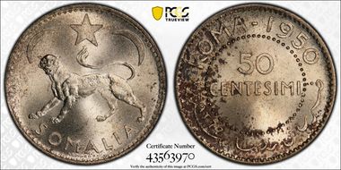 AH1369-1950 50C KM-4  Ag MS64