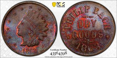 1863 Token F-40A-1a, Philip Bach MS64BN