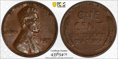 1955 1C Doubled Die Obverse AU58BN