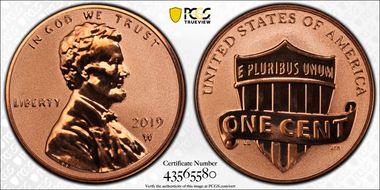 2019-W 1C Shield - Reverse Proof PR66RD