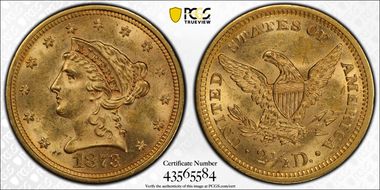 1873 $2.50 Open 3 MS62