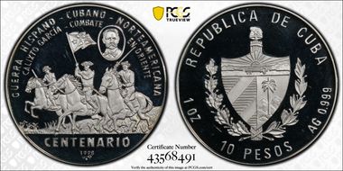 1998 10 Peso Calixto Garcia Centenary PR66DCAM
