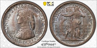 1921 50C Missouri MS66