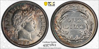 1892 10C MS62