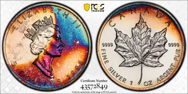 1998 $5 Maple Leaf/Ag MS66