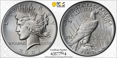 2021 $1 Peace Dollar 100th Anniversary MS69