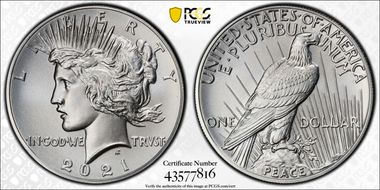 2021 $1 Peace Dollar 100th Anniversary MS69