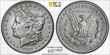 2021-CC Privy $1 Morgan Dollar 100th Anniversary MS70
