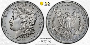 2021-CC Privy $1 Morgan Dollar 100th Anniversary MS70