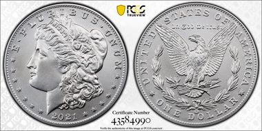 2021-CC Privy $1 Morgan Dollar 100th Anniversary MS70
