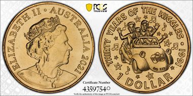 2021 $1 Original Wiggles Band 30th Anniversary MS67