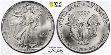 1986 $1 Silver Eagle MS69