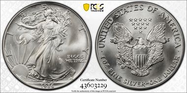 1986 $1 Silver Eagle MS69