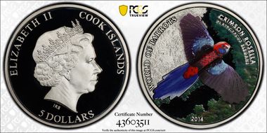 2014 $5 Crimson Rosella PR70DCAM