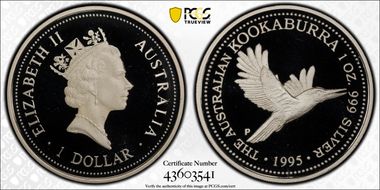 1995-P $1 Kookaburra Ag PR70DCAM