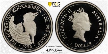 1996-P $1 Kookaburra Ag PR69DCAM