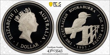 1997-P $1 Kookaburra Ag PR70DCAM