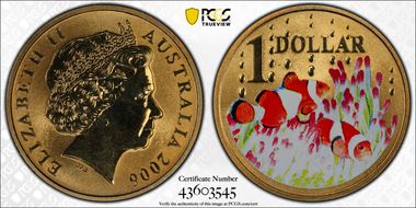 2006 $1 Clown Fish Colorized Al-Br MS69