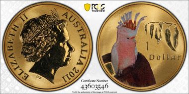 2011 $1 Cockatoo Al-Bronze Colorized MS68