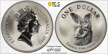 1995-C $1 Kangaroo RE Ag MS70