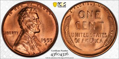 1955-S 1C MS66RD