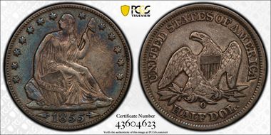 1855-O 50C Arrows XF40