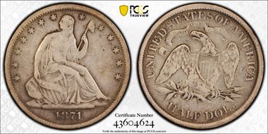 1871-S 50C WB-6, Very Sm Thin Top S F15