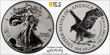 2021-S $1 Silver Eagle Rev PR - Type 2 Designer Edition - First Strike PR70