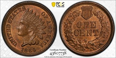 1864 1C Bronze MS65BN