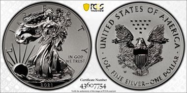 2021-W $1 Silver Eagle Rev PR - Type 1 Designer Edition - First Strike PR70