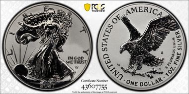 2021-S $1 Silver Eagle Rev PR - Type 2 Designer Edition - First Strike PR70