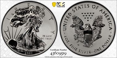 2021-W $1 Silver Eagle Rev PR - Type 1 Designer Edition - First Strike PR70