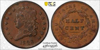 1828 1/2C 13 Stars AU58BN