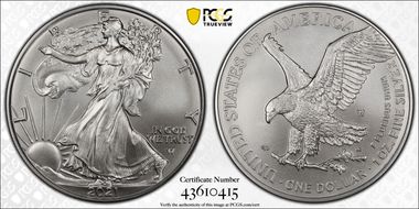 2021-W $1 Burnished Silver Eagle-Type 2 SP70