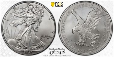 2021-W $1 Burnished Silver Eagle-Type 2 SP70