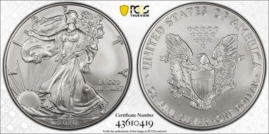 2020-W $1 Burnished Silver Eagle SP70