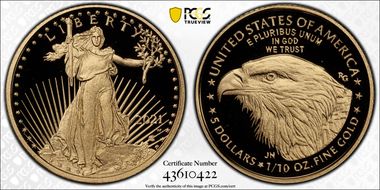 2021-W $5 Gold Eagle - Type 2 PR69DCAM