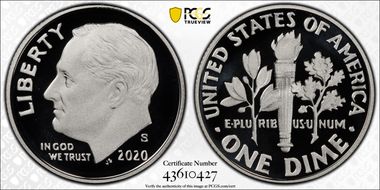 2020-S 10C Silver PR70DCAM