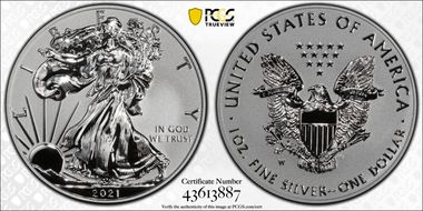 2021-W $1 Silver Eagle Rev PR - Type 1 Designer Edition - First Strike PR70