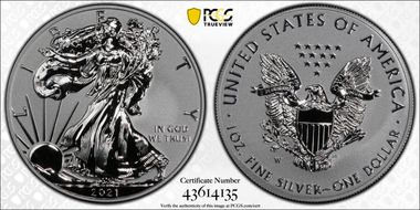 2021-W $1 Silver Eagle Rev PR - Type 1 Designer Edition - First Strike PR69