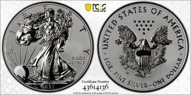 2021-W $1 Silver Eagle Rev PR - Type 1 Designer Edition - First Strike PR70
