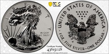 2021-W $1 Silver Eagle Rev PR - Type 1 Designer Edition - First Strike PR69