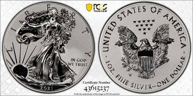 2021-W $1 Silver Eagle Rev PR - Type 1 Designer Edition - First Strike PR70