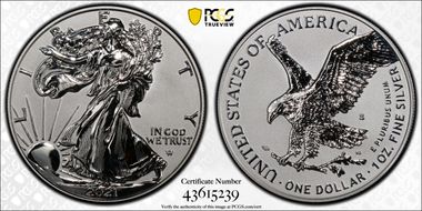 2021-S $1 Silver Eagle Rev PR - Type 2 Designer Edition PR70