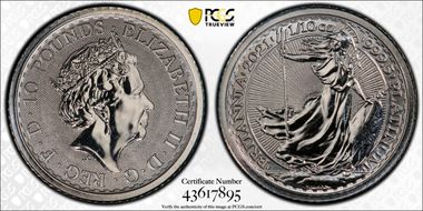 2021 £10 Britannia 1/10oz Pt MS67