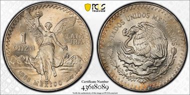1986-Mo Onza Libertad Ag MS66