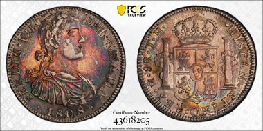 1808-Mo TH 8 R Calico-1306 Ferdinand VII AU58